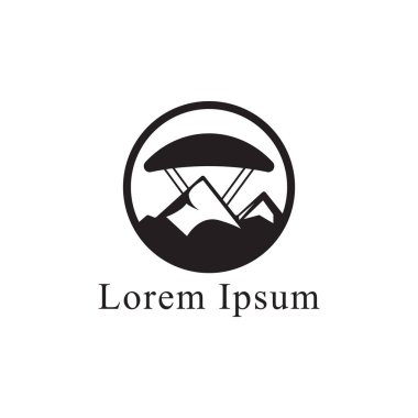 Paraşüt kulübü logosu vektör tasarım şablonu. paragliding vektör illüstrasyonu.