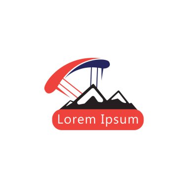 Paraşüt kulübü logosu vektör tasarım şablonu. paragliding vektör illüstrasyonu.