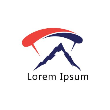 Paraşüt kulübü logosu vektör tasarım şablonu. paragliding vektör illüstrasyonu.