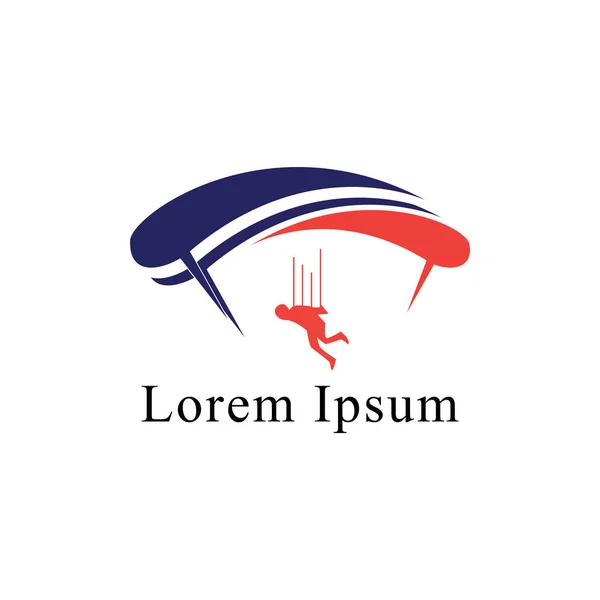 Paragliding spor logosu vektör çizimi. paraşüt kulübü tasarım şablonu.