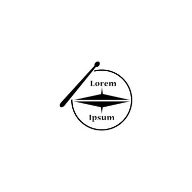 Davul Logosu Tasarım Şablonu. davul vektörü illüstrasyonu. Müzik mağazası logosu.