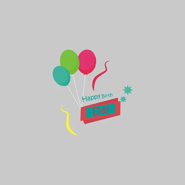 生日快乐字体矢量设计贺卡和海报与气球 五彩纸屑和礼品盒 生日庆祝设计模板 — 图库矢量图片
