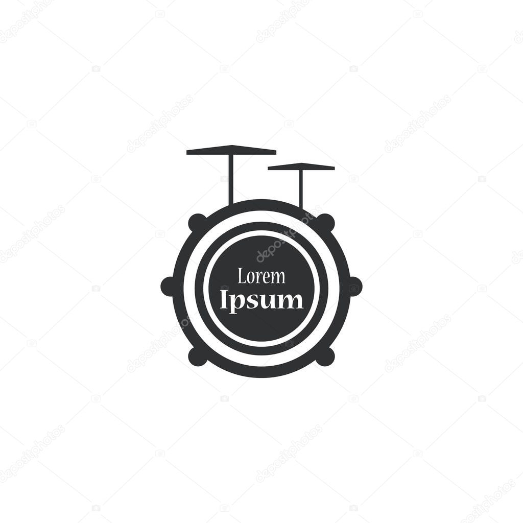 Drum Logo Design Template. drum Vector Illustration. music store logo.