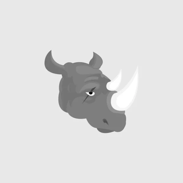 Tête Rhinocéros Vecteur Conception Illustration Logo Visage Rhino — Image vectorielle