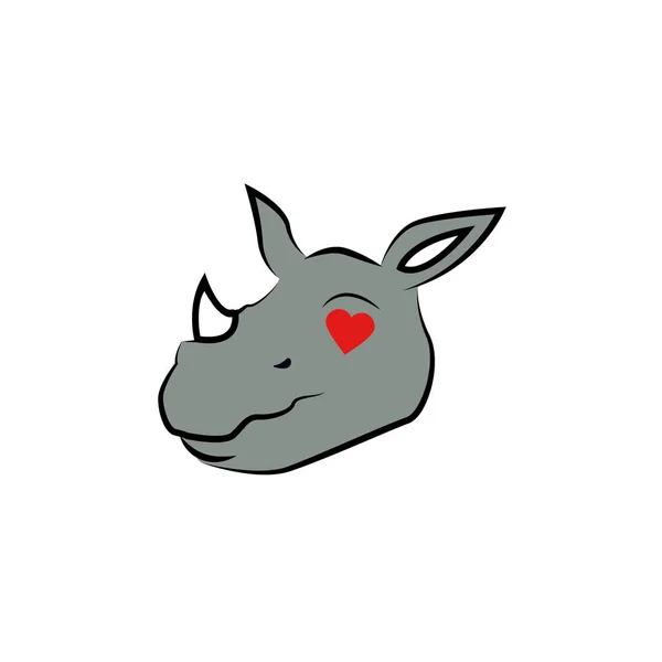 Rhino Head Design Vector Rhino Face Logo Illustration — 스톡 벡터