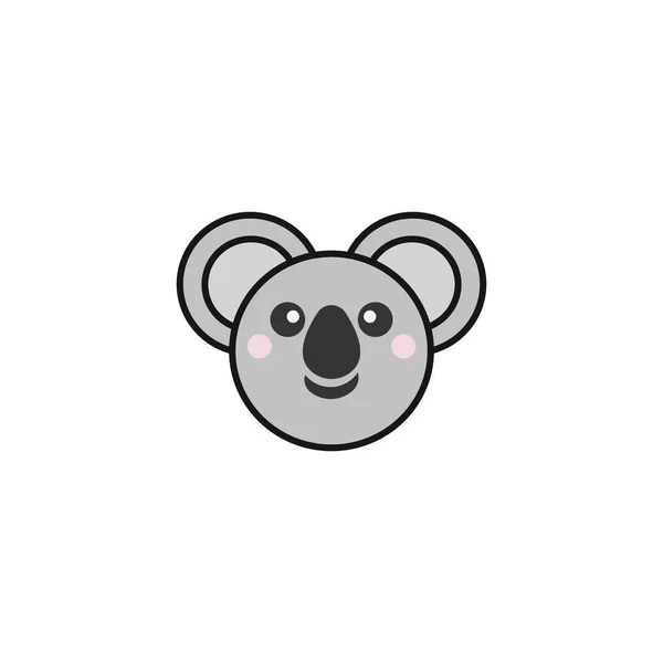 Ilustração Vetor Cabeça Coala Ícone Símbolo Emoticon Rosto Animal Koala — Vetor de Stock