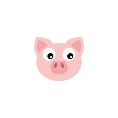 Şirin pembe domuz suratlı vektör çizimi. Domuz suratlı duygu logosu.