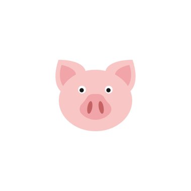 Şirin pembe domuz suratlı vektör çizimi. Domuz suratlı duygu logosu.