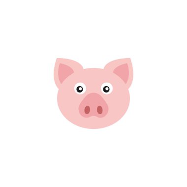 Şirin pembe domuz suratlı vektör çizimi. Domuz suratlı duygu logosu.
