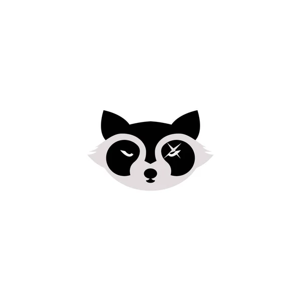 Racoon Testa Logo Design Racoon Faccia Vettoriale Illustrazione — Vettoriale Stock