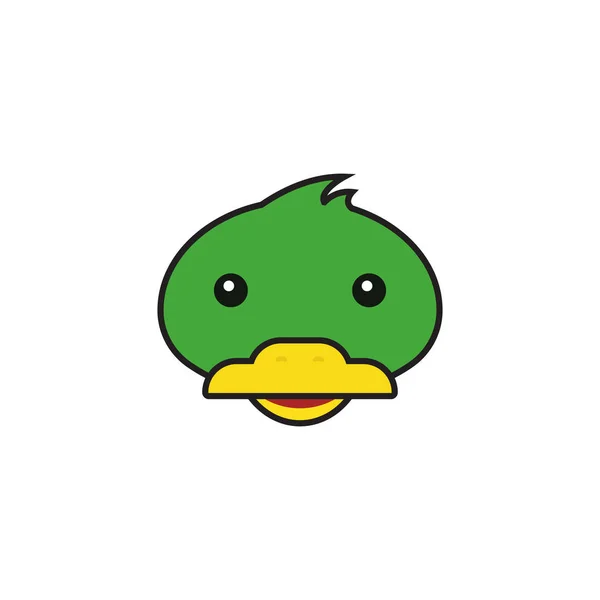 Green Duck Face Logo Design Template Duck Head Vector Illustration — Stock Vector
