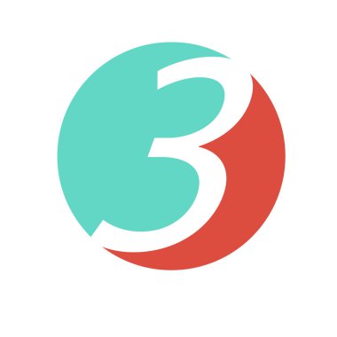 Üç numaralı logo tasarım şablonu. 3 numaralı sembol, element, amblem vektör çizimi.