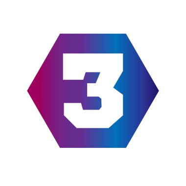 Üç numaralı logo tasarım şablonu. 3 numaralı sembol, element, amblem vektör çizimi.