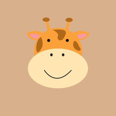 Şirin yüz zürafası tasarım vektör çizimi. zürafa logo simgesi.