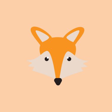 Tilki başlı vektör çizimi. Tilki kafası maskotu simgesi.