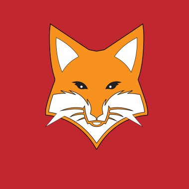 Tilki başlı vektör çizimi. Tilki kafası maskotu simgesi.