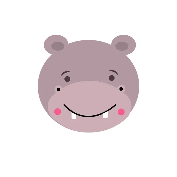 Bonito Hipopótamo Mascote Cartoon Personagem Logotipo Vetor Ilustração Ícone Cabeça — Vetor de Stock