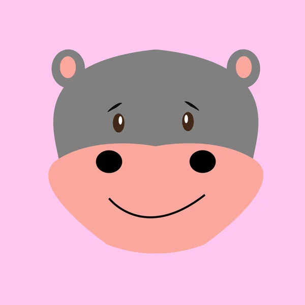 Niedlichen Nilpferd Maskottchen Cartoon Charakter Logo Vektor Illustration Nilpferdkopf Ikone — Stockvektor