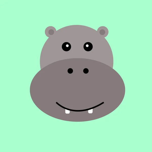 Niedlichen Nilpferd Maskottchen Cartoon Charakter Logo Vektor Illustration Nilpferdkopf Ikone — Stockvektor