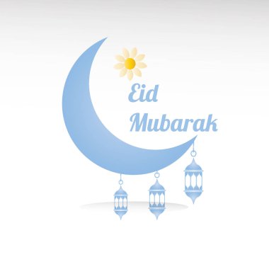Bayram Mübarek logo tasarım şablonu. Cami sembolü simgesi, Hilal ay logosu tasarımı.