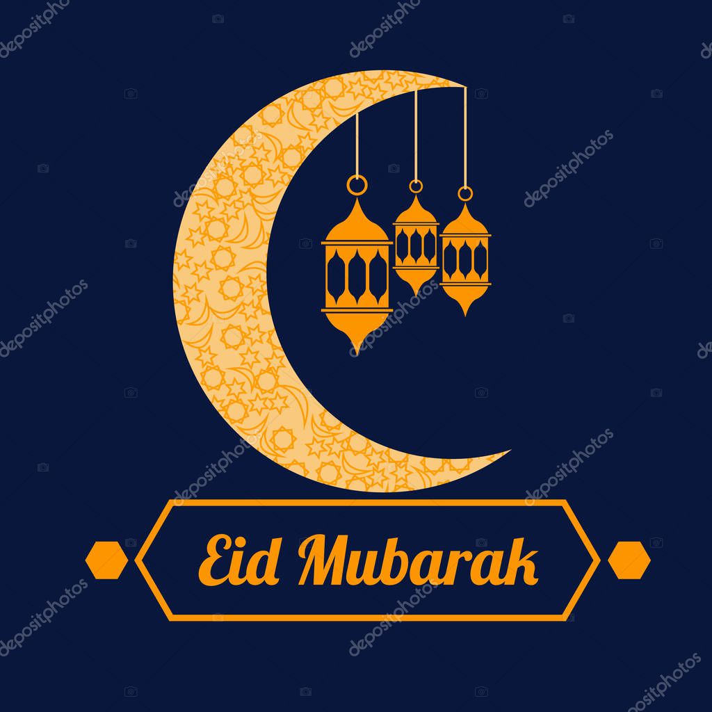 Eid mubarak logo design template. mosque symbol icon, Crescent moon logo design.