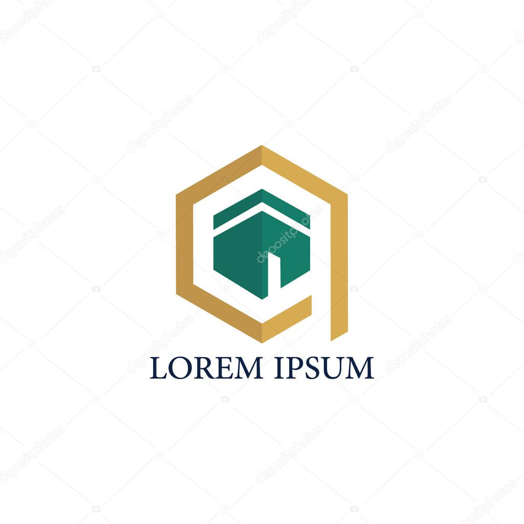 Kaaba logo design template. kaaba symbol icon for ramadan logo.