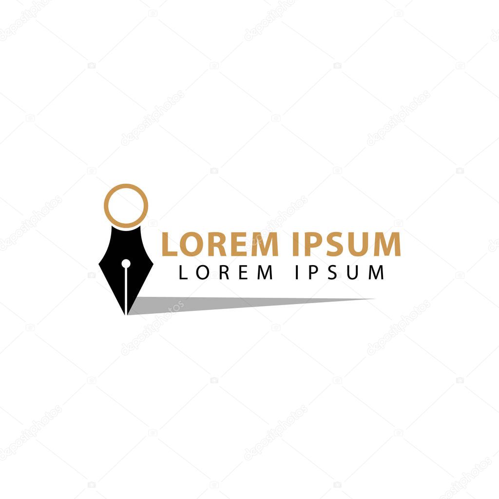 Abstract pen logo vector. pen or signature symbol icon. education logo.