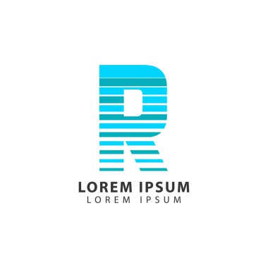 R harfi logo tasarımı. mavi harf R logo simgesi.