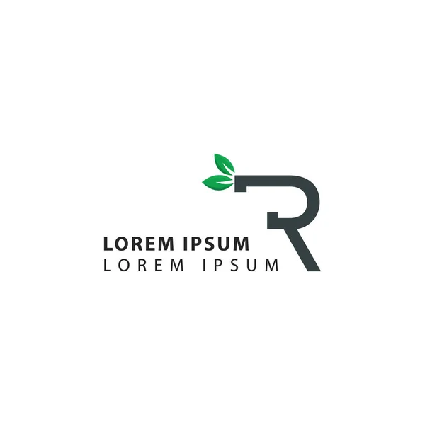 Doğa yeşil harfli R logosu tasarım şablonu. R harfi sembol simgesi.