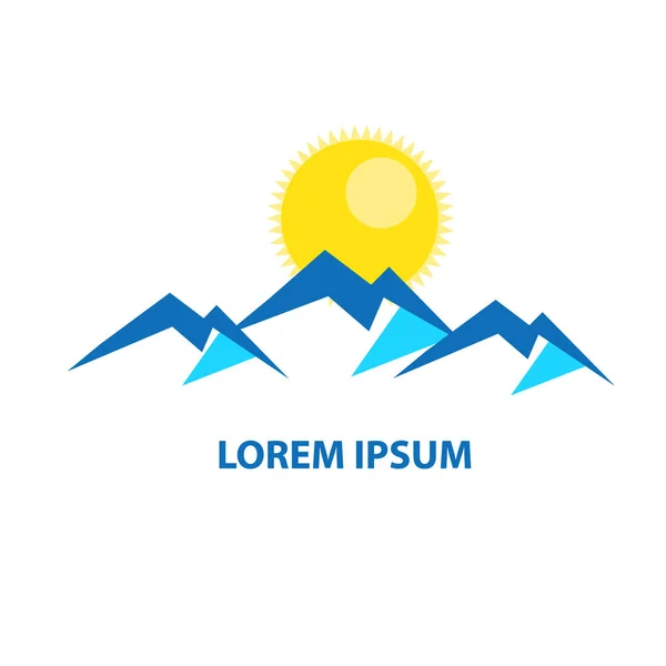 Dağ Günbatımı Logo Vektör Çizimi Kış Güneş Logosu — Stok Vektör