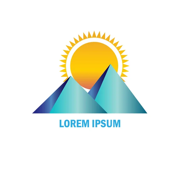 Mountain Sunset Logo Vector Illustration Winter Sun Logo — 스톡 벡터