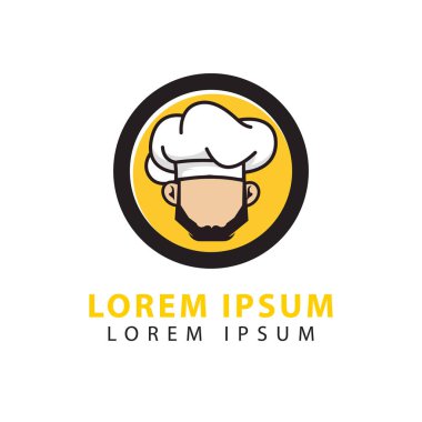Şef şapka vektör logosu. Şef şapka logosu çizimi. Restoran logosu. yemek logosu
