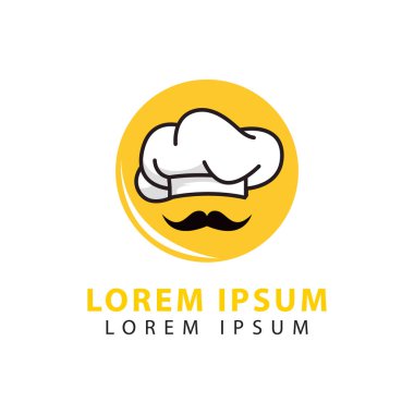 Şef şapka vektör logosu. Şef şapka logosu çizimi. Restoran logosu. yemek logosu