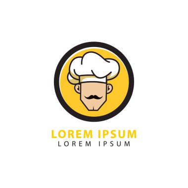 Şef şapka vektör logosu. Şef şapka logosu çizimi. Restoran logosu. yemek logosu