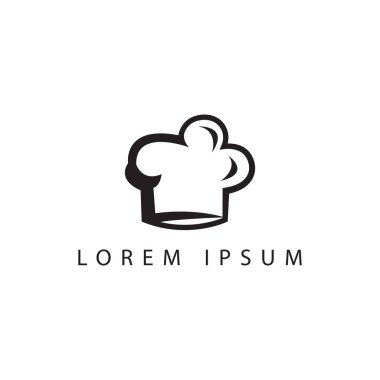 Şef logo vektör çizimi. Şapka logosu simgesi olan bir şef. yemek logosu, restoran logosu.