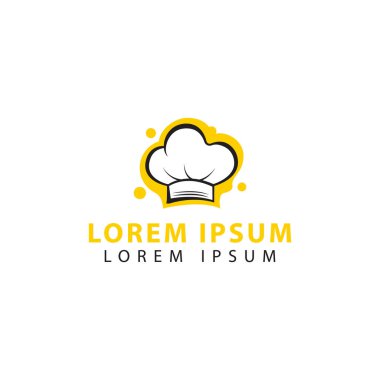 Şef şapka vektör logosu. Şef şapka logosu çizimi. Restoran logosu. yemek logosu