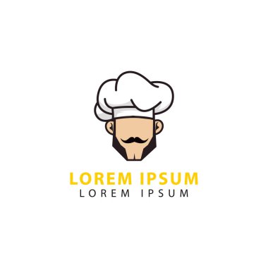Şef şapka vektör logosu. Şef şapka logosu çizimi. Restoran logosu. yemek logosu