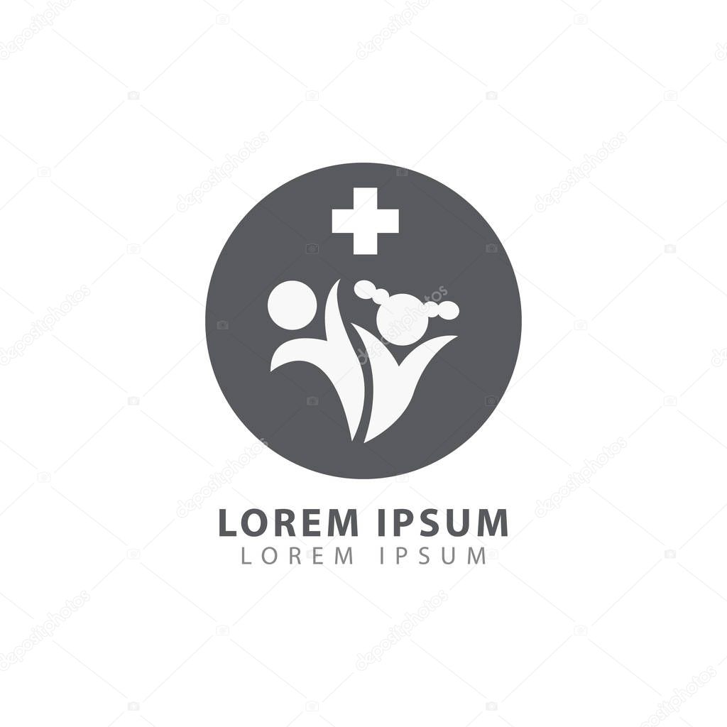 Pediatric clinic logo vector illustration. pediatric symbol icon.