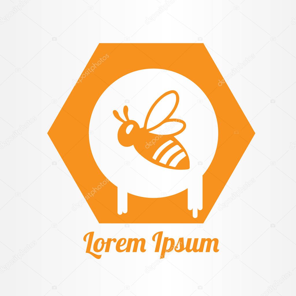 Honey bee logo vector illustration. honey bee icon.