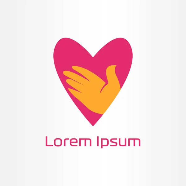 Love hand logo vektör illüstrasyonu. el sembolü simgesi.