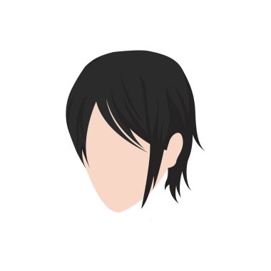 Anime ya da komedi tarzında grafiksel tasarım erkek saç stili çizim vektörü. erkek saç stili logo vektörü.