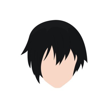 Anime ya da komedi tarzında grafiksel tasarım erkek saç stili çizim vektörü. erkek saç stili logo vektörü.