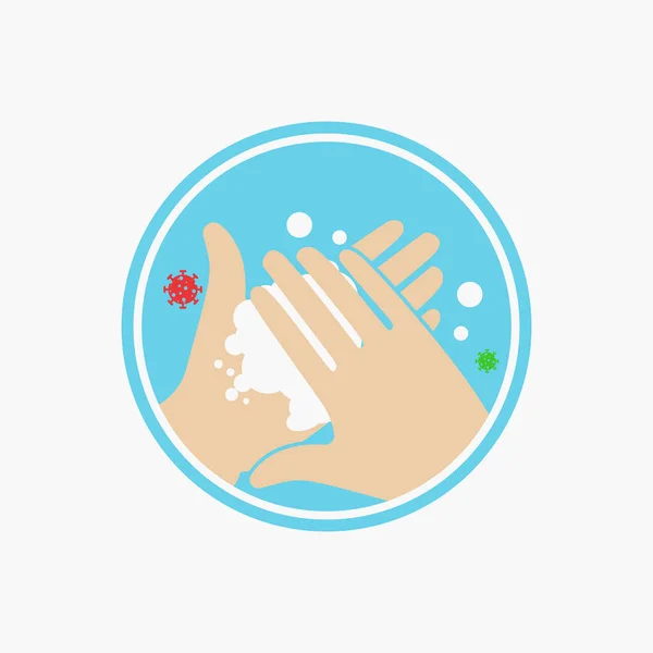 Yıkanan Ellerin Vektör Llüstrasyonu Virüs Posterinin Yayılmasını Önlemek Için Ellerinizi — Stok Vektör