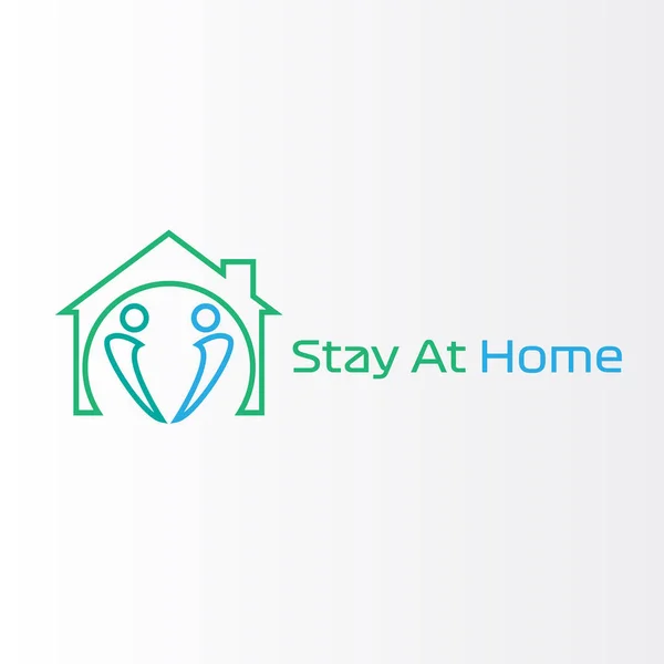 Quédese Casa Eslogan Logo Vector Ilustración Campaña Protección Medida Contra — Vector de stock