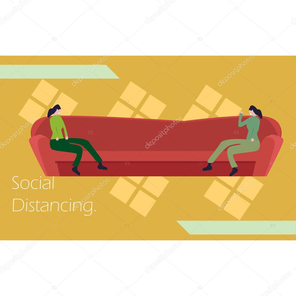 Social distancing, keep distance in public society people to protect from COVID-19 coronavirus. vector and illustration of Social distance preventing infection concept.