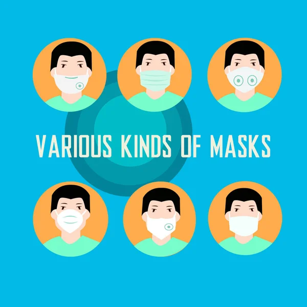 呼吁海报使用口罩来防止病毒的传播 使用口罩的矢量说明 符号图标 卫生设备 平面设计 — 图库矢量图片