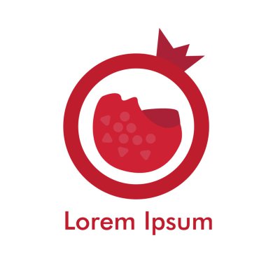 Nar ve Sağlıklı Meyve tasarımı modern tarzda, vektör illüstrasyonuyla. meyve suyu logo vektörü.