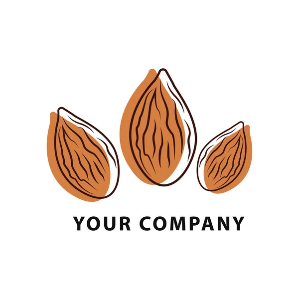 Migdałowy Kolorowy Wzór Logo Konstrukcja Wektora Rośliny Ilustracja Żywności Ekologicznej — Wektor stockowy