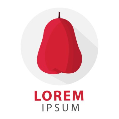 Taze Guava Elmalı Meyve logosu çizimi. Vitamin yiyeceği logosu. kırmızı guava.