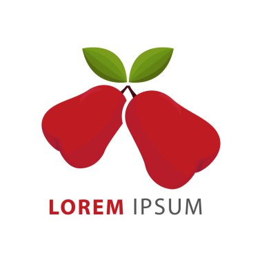 Taze Guava Elmalı Meyve logosu çizimi. Vitamin yiyeceği logosu. kırmızı guava.